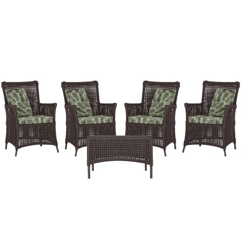 4 Poltronas e 1 Mesa Igapó em Alumínio Pintura Marrom Corda Náutica Estofado 5