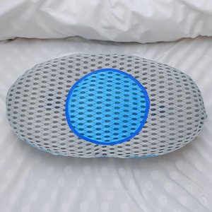 Travesseiro Apoio Lombar Curva Almofada Ortopedica para Costas Azul