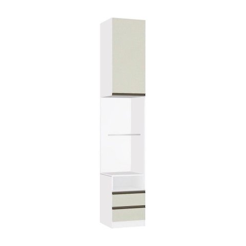 Mesa de Cabeceira Direito Branco 1 Porta 2 Gavetas Kashmir Prime Plus Luciane Móveis