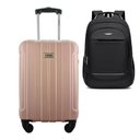 Ver imagem 1 de Kit Mala de Bordo 10kg Viagem Rodas 360 Rígida Abs Cadeado Segredo Gladiador A1mb com Mochila Execut