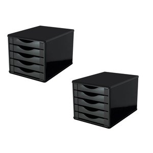 Conj. 2 Caixas Arquivo em Black Piano com 5 Gavetas Black Piano Referência 3363 Souza