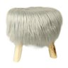 Puff de Madeira com Pelinhos Cinza Urban - 1