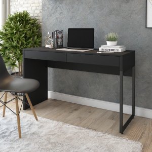 Mesa para Escritório Desk 2 Gavetas Camarim Preto