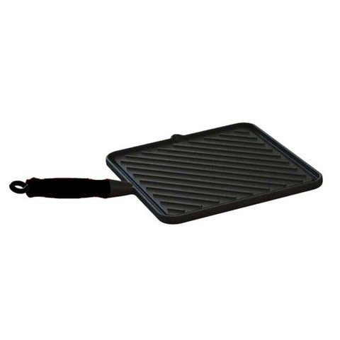 Bifeteira Chapa Quadrada Estriada Ferro Fundido 26x26 Cm