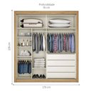 Ver imagem 2 de Guarda Roupa Casal 2 Portas de Correr e 4 Gavetas Zurique Amêndoa-off White - Europa - Branco