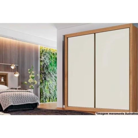 Guarda Roupa Casal 2 Portas de Correr e 4 Gavetas Zurique Amêndoa-off White - Europa - Branco