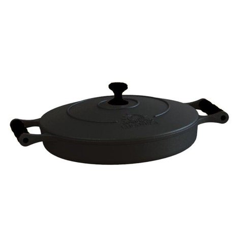 Frigideira com alças de silicone Preto Tampa de Ferro 28 Cm