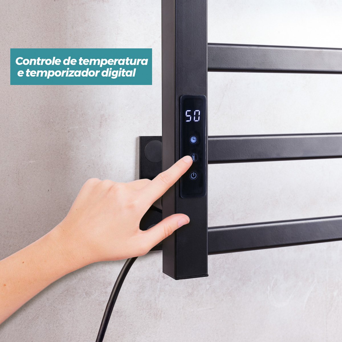 Toalheiro Elétrico Térmico Aquecido 45x 50 Preto 220v - 4