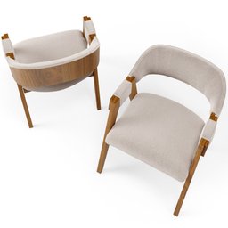 Kit 02 Cadeiras para Sala de Jantar e Estar Living Estofada Suran L02 Bouclê Creme - Lyam Lyam Decor - 8