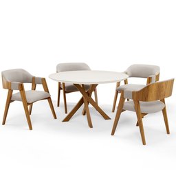 Kit 02 Cadeiras para Sala de Jantar e Estar Living Estofada Suran L02 Bouclê Creme - Lyam Lyam Decor - 9