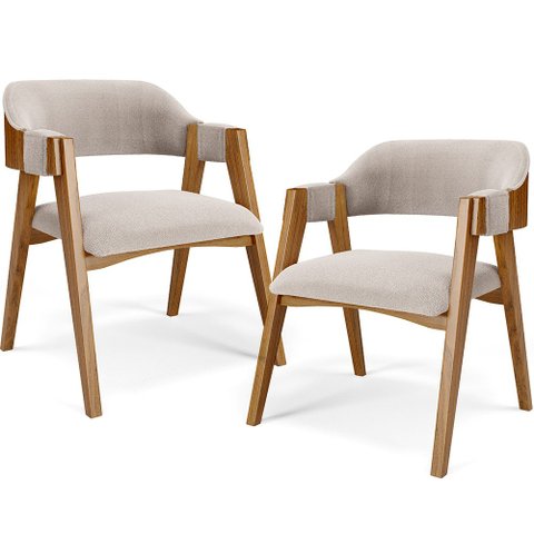 Kit 02 Cadeiras para Sala de Jantar e Estar Living Estofada Suran L02 Bouclê Creme - Gtdnexxus