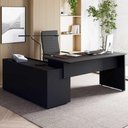Ver imagem 1 de Mesa de Escritório em L Diretor Moderno 3 Gavetas MDF-MDP 180cm Preto F5 Office