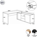 Ver imagem 3 de Mesa de Escritório em L Diretor Moderno 3 Gavetas MDF-MDP 180cm Preto F5 Office