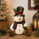 Ver imagem 7 de Boneco de Neve Decorativo Natalino Sentado Pelúcia Prime 37cm Peso de Porta - Magizi