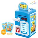Ver imagem 1 de Cofrinho Digital Infantil Senha Biometria Decorativa Economia Mesada Moedas Notas Azul