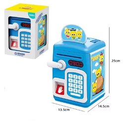 Cofrinho Digital Infantil Senha Biometria Decorativa Economia Mesada Moedas Notas Azul - 6