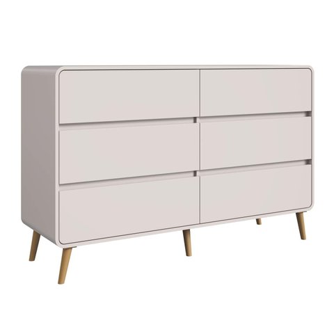 Cômoda Infantil 144,5cm com 6 Gavetas Cv004 Linha Curve Completa Móveis