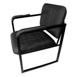 Cadeira Office Recepção Sala de Espera Clínica Base de Metal Corino Preto - 4