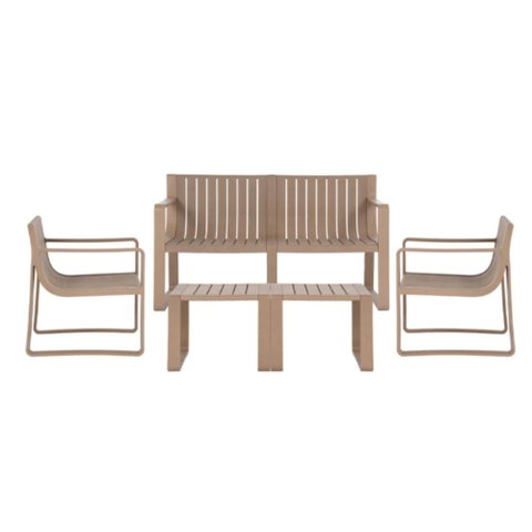 Conjunto 2 Poltronas, 1 Sofá 2 Lug e 2 Mesas Área Externa Verte Eco Rivatti Fibra Natural Café