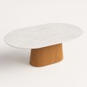 Ver imagem 1 de Mesa de Jantar Cone Oblongo 120x80 Cm Tampo Mármore Branco Extra Base Freijó