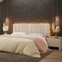 Ver imagem 1 de Cabeceira Estofada com Led King 200 Linho Luxo:boucle Bege