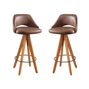 Kit 2 Banquetas Giratórias Estofadas com Encosto Nicole