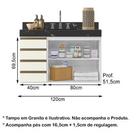 Kit 02 Balcoes Para Banheiro Cj16 Branco Off White - 6 Kit 02 Balcoes Para Banheiro Cj16 Branco Off White - 6