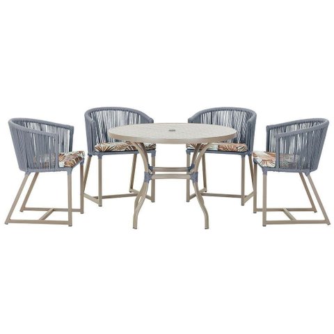 Mesa com 4 Cadeiras e Noronha Estofado 6 Trama Original Prata