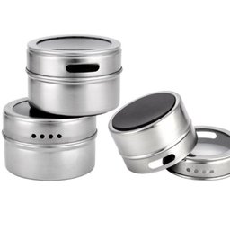 Porta Tempero Magnetico em Aço Inox 3 Potes com Suporte - 1