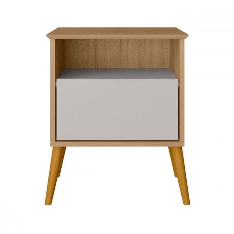 Mesa de Cabeceira Alfama 1 Gaveta Cinamomo/off White - Pnr Móveis