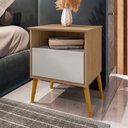 Ver imagem 2 de Mesa de Cabeceira Alfama 1 Gaveta Cinamomo/off White - Pnr Móveis