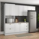 Ver imagem 1 de Cozinha Modulada 271,5cm 4 Peças 8 Portas 5 Gavetas Americana Henn - Branco/calcare