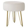 Puff Decorativo Salão Dina Pés Dourado - Nanda Decor:veludo Bege - 1