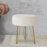 Puff Decorativo Salão Dina Pés Dourado - Nanda Decor:veludo Bege - 3