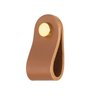 Puxador Couro Moveis Ponto 6,5cm Bali Couro Legítimo Caramelo Cor do Metal 1,4cm:gold - 1