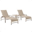 Ver imagem 1 de 2 Cadeiras Espreguiçadeiras Piscina Corda Náutica Catar e Mesa de Centro em Alumínio Trama Orignal