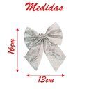 Ver imagem 2 de Kit 6 Laço Lacinho Prata Enfeite Árvore Natal Brilhante 16cm