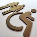 Ver imagem 2 de Quadro / placa Sinalização Banheiro Masc/fem E Pne - indicativa - Toque 3D:Bronze