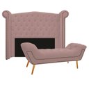Ver imagem 1 de Kit Cabeceira 195 cm Suede + Calçadeira Madrid Rosê