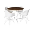 Ver imagem 5 de Mesa Industrial Jantar Redonda Amêndoa 110Cm Base V Com 4 Poltronas Daw Brancas Ferro B Amendoa