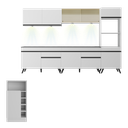 Ver imagem 6 de Armário de Cozinha Completa com Bancada Americana Veneza Multimóveis Mp2199 Branco/preto
