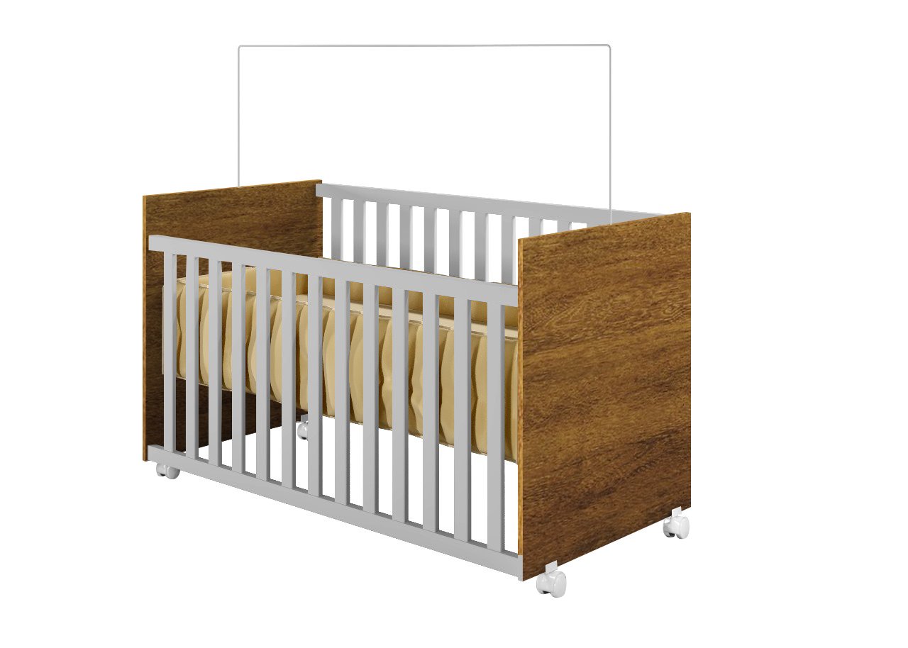 Mini Berço Cama para Quarto de Bebê Menino e Menina com Grade de Proteção Removível e Rodízios - 4