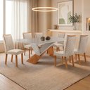 Ver imagem 2 de Mesa de Jantar Yasmin 180cm Tampo Mdf Vidro Canto Copo com 6 Cadeiras Lira