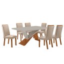 Ver imagem 1 de Mesa de Jantar Yasmin 180cm Tampo Mdf Vidro Canto Copo com 6 Cadeiras Lira