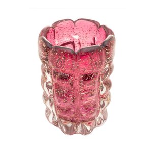 Vaso de Vidro Italy Rosa e Dourado 10cm X 15cm - Lyor