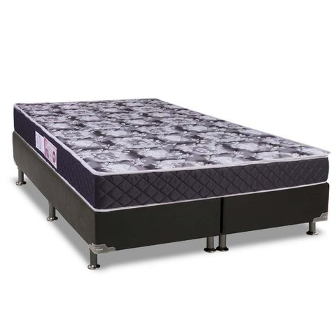 Cama Box Queen: Colchão Espuma D33 Luckspuma Supreme + Base CRC Suede Black(158x198)