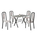Ver imagem 2 de Conjunto de Mesa Tubular 100x60cm Tampo em Granito Topázio com 4 Cadeiras Lívia Preto/Botanic Bege