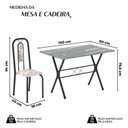 Ver imagem 3 de Conjunto de Mesa Tubular 100x60cm Tampo em Granito Topázio com 4 Cadeiras Lívia Preto/Botanic Bege