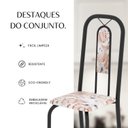 Ver imagem 6 de Conjunto de Mesa Tubular 100x60cm Tampo em Granito Topázio com 4 Cadeiras Lívia Preto/Botanic Bege