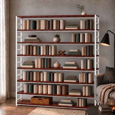 Estante Multiuso Organizador Livreiro Estilo Industrial 180x190 Branco Mogno